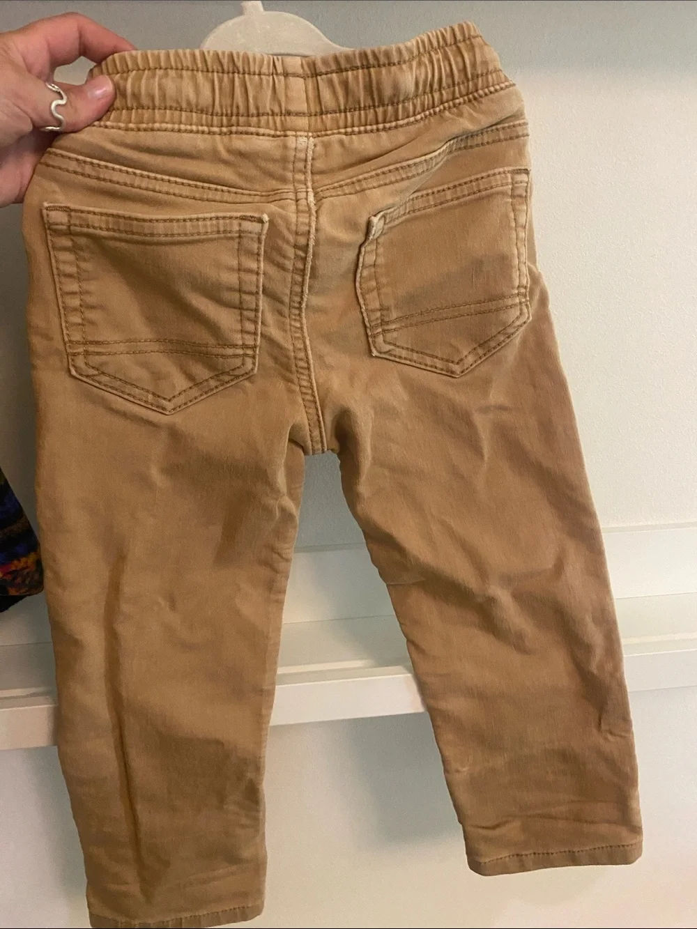 Old Navy Multicolor Striped Pullover Hoodie with Tan Pants